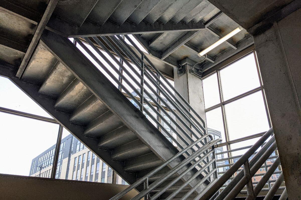 flight of stairs with gi sheets with decorative and functional features